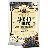 Dried Ancho Chiles 8oz Whole Mild Mexican Chili Peppers Mole Enchiladas | Sweet smoky dried poblano. Rehydrate for birria, tamales, salsa, sauces &amp; stews. All natural. Resealable bag.