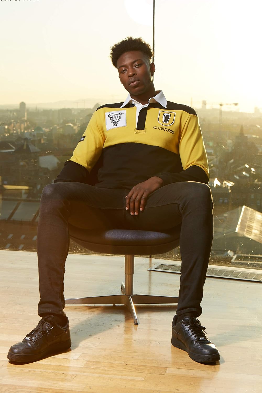 Guinness Mustard & Black Rugby Jersey: Clothing