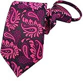 Lovacely Zipper Ties for Men, 2.76 Inch Classic Woven Silk Zip Necktie Pre-tied Paisley Various Designs Zipper Neck Tie