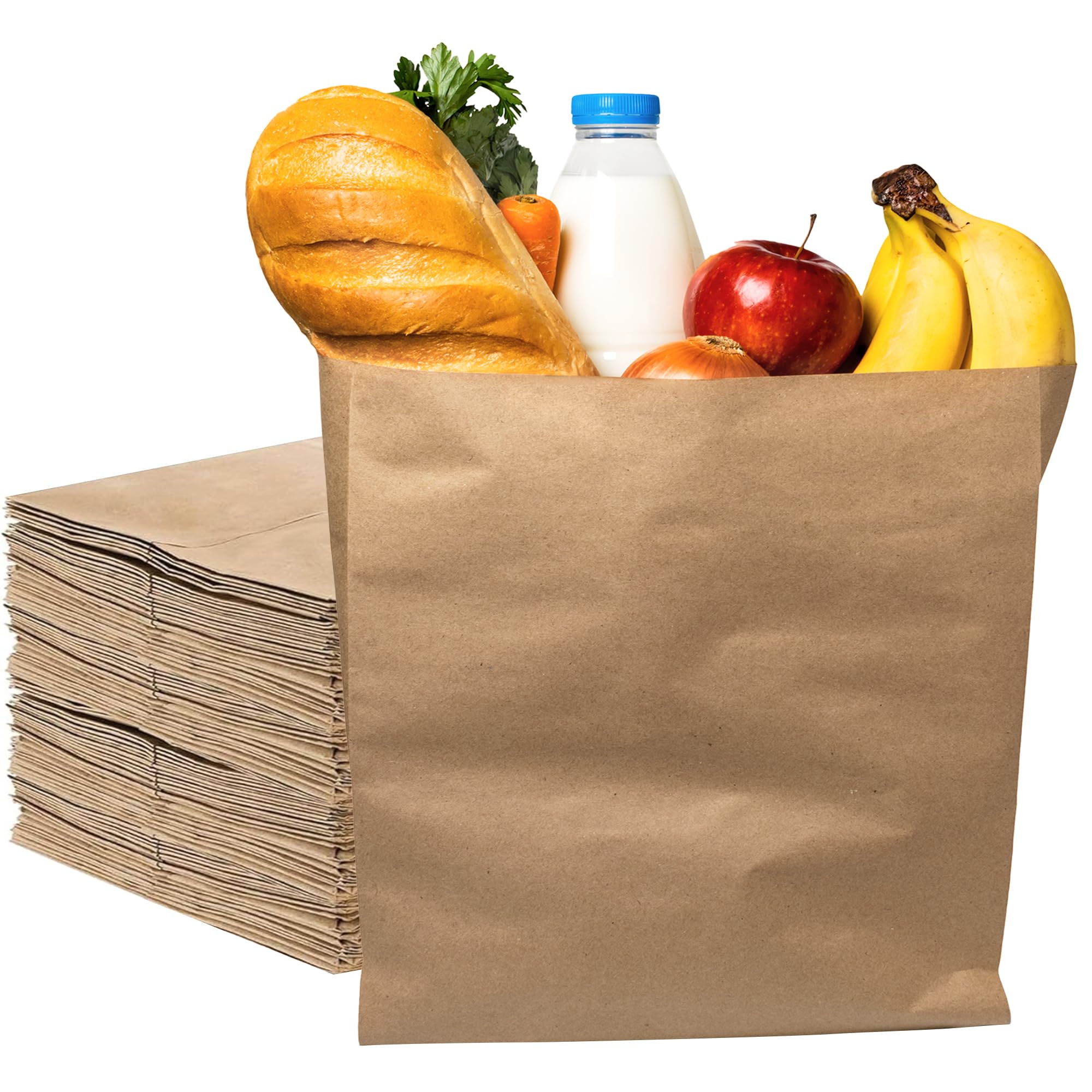 200 x Brown Strung Kraft Paper Food Bags for Food use, Groceries, Sandwiches, Sweets, Popcorn etc | Strong & ECO Friendly - 7” x 7'' inch (UK COMPANY)