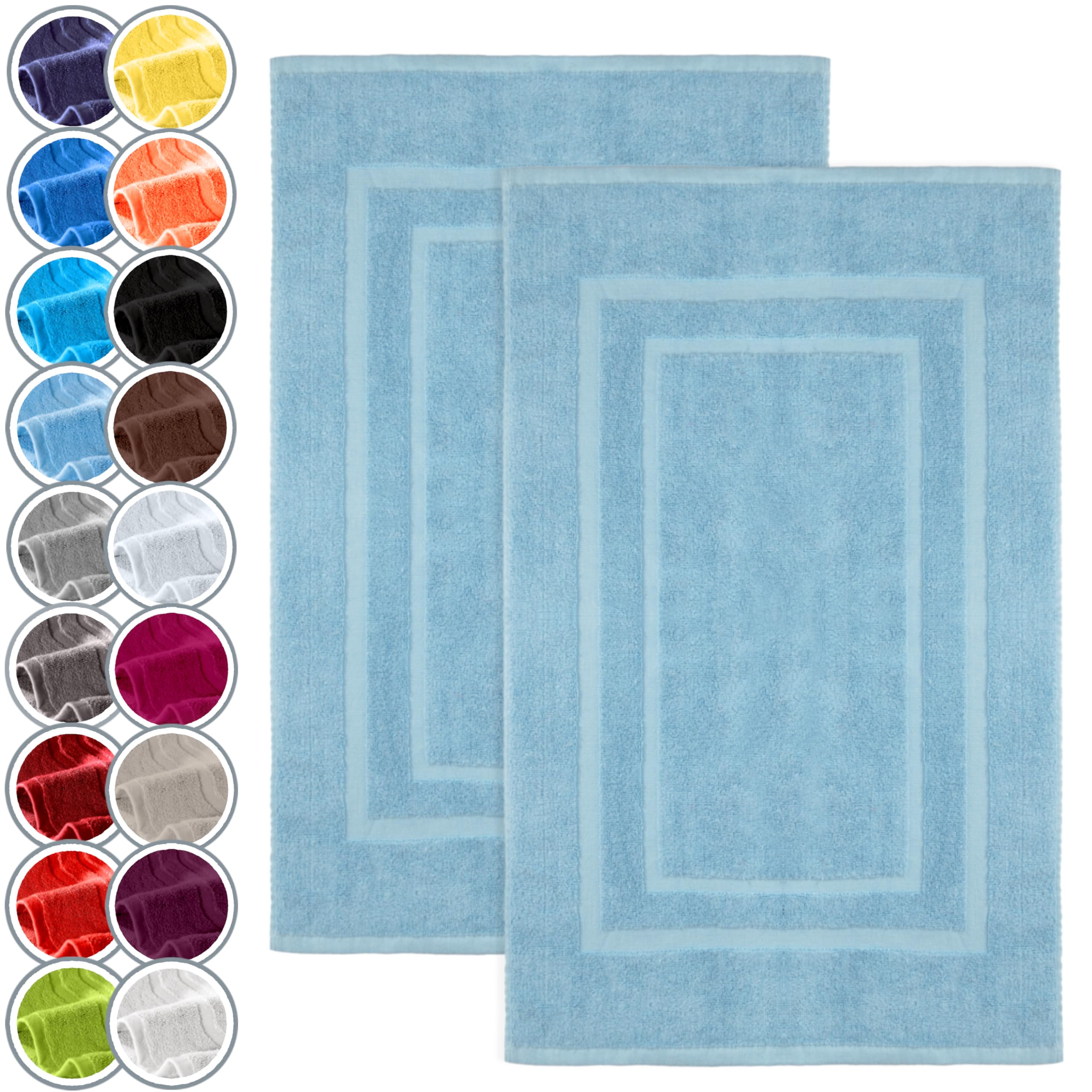 NatureMark Pack of 2 Terry Towelling Bath Mats, 50 x 80 cm, 100% Cotton, Light Blue — image 1