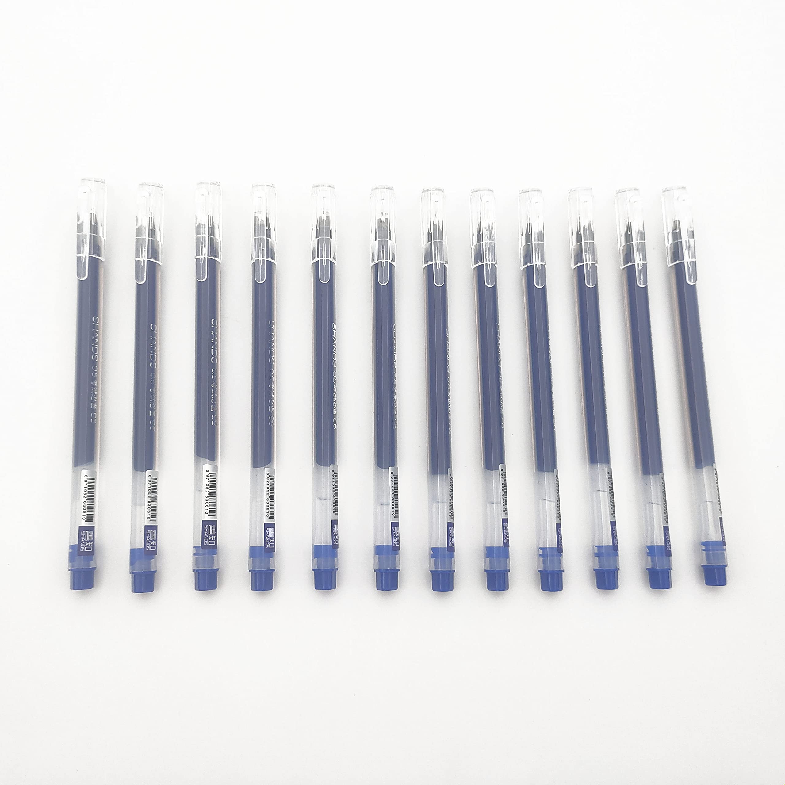 MCKhome 12PCS 0.5mm Fine Nib Blue Rollerball Pen - Smooth Writing, Large Capacity, Inverted Triangle Grip - Pack of 12
