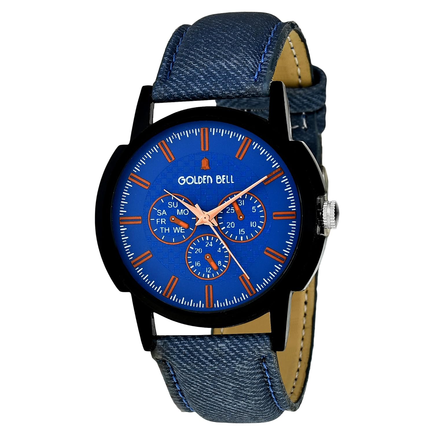 golden bell original blue dial blue strap analog wrist watch for men - gb-889