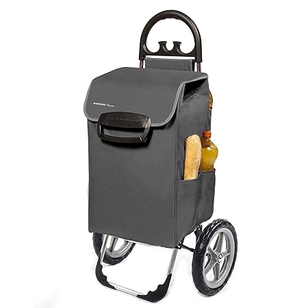 Einkaufstrolley XXL Kiley grau mit großen Rädern mit 78L - extra großer Transportwagen Trolley Einkaufsroller 50kg belastbar