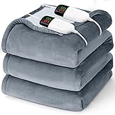 Heated Electric Blanket Queen Size - 84" x 90" Heating Blanket with Dual Control, 10 Heating Levels & 8 Hours Auto Off, Soft Warm Flannel Blanket, Christmas Birthday Gifts for Senior Grandma