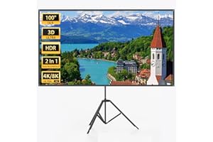 WASJOYE 100 Inch Portable Proiector Screen with Stand, 1.2 Gain 16:9 Projector Screen Easy Install and Carry, Idea for Office