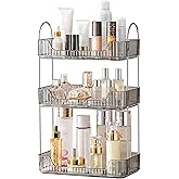 akinbas 3 Tier Bathroom Organizer Countertop Makeup Perfume Tray Skincare Organizer for Bathroom Dresser Vanity (Grey)