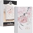 KJV Holy Bible, Deluxe Gift Bible with Thumb Tabs, Ribbon Marker, King James Version, Faux Leather, Frosty Gray and Pink Floral, Zipper Closure (KJV Deluxe Gift Editions)