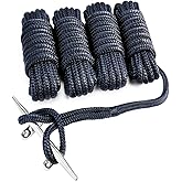Young Marine 3/8" | 1/2” X 15’ Nylon Dock Lines Marine-Grade Double-Braided Nylon Dock Line with 12” Eyelet.Hi-Performance Boat Rope Mooring Rope Dock Line (Navy Blue, 1/2" 2 Pack: 20-30 Feet Boat)