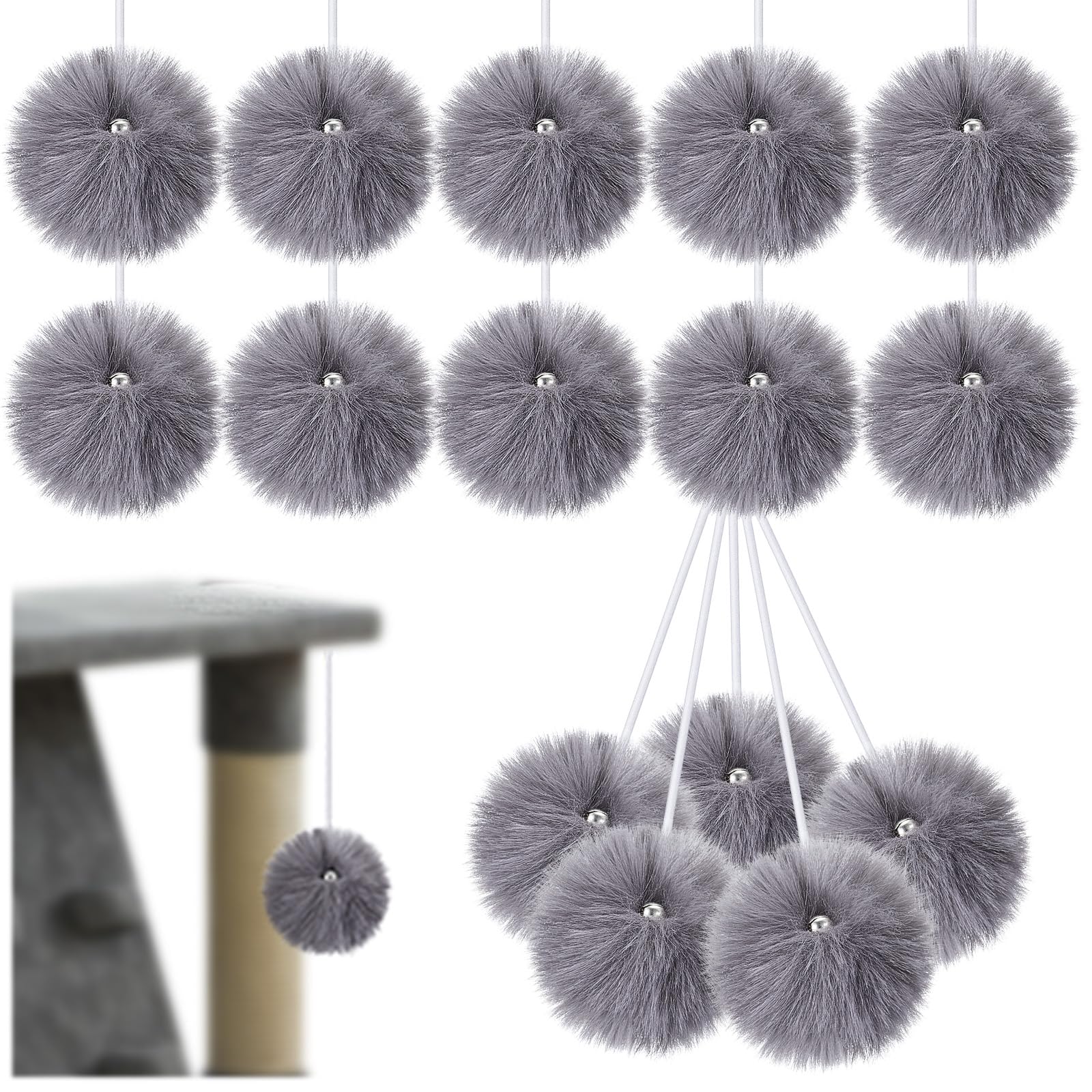 Photo 1 of Simgoing 15 Pack Interactive Cats Toys Replacement Balls for Cat Trees Tower Kitty Dangling Toys with Bell Rope Kitten Scratching Post Tree Tower Replacement Ball Plaything Add Ons for Indoor Kitten