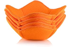 SHILA Bowl Cozy, Orange Set of Microwave-Safe Hot Bowl Holder to Keep Your Hands Cool and Your Food Warm, Polyester & Sponge 