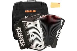 Hohner Panther Diatonic Accordion - Keys F/Bb/Eb Bundle with Gig Bag and Austin Bazaar Polishing Cloth