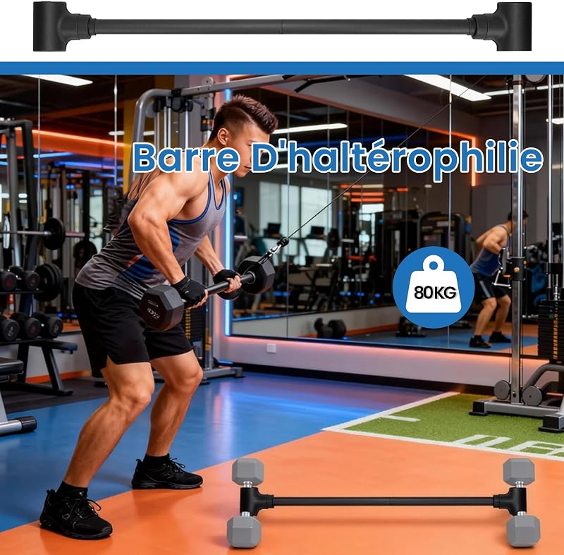 Gerader Hantelkonverter, 4,2 cm Bohrungsdurchmesser, 40 kg Gewichtskapazität pro Ende, Schwarz — Foto 3 von 8