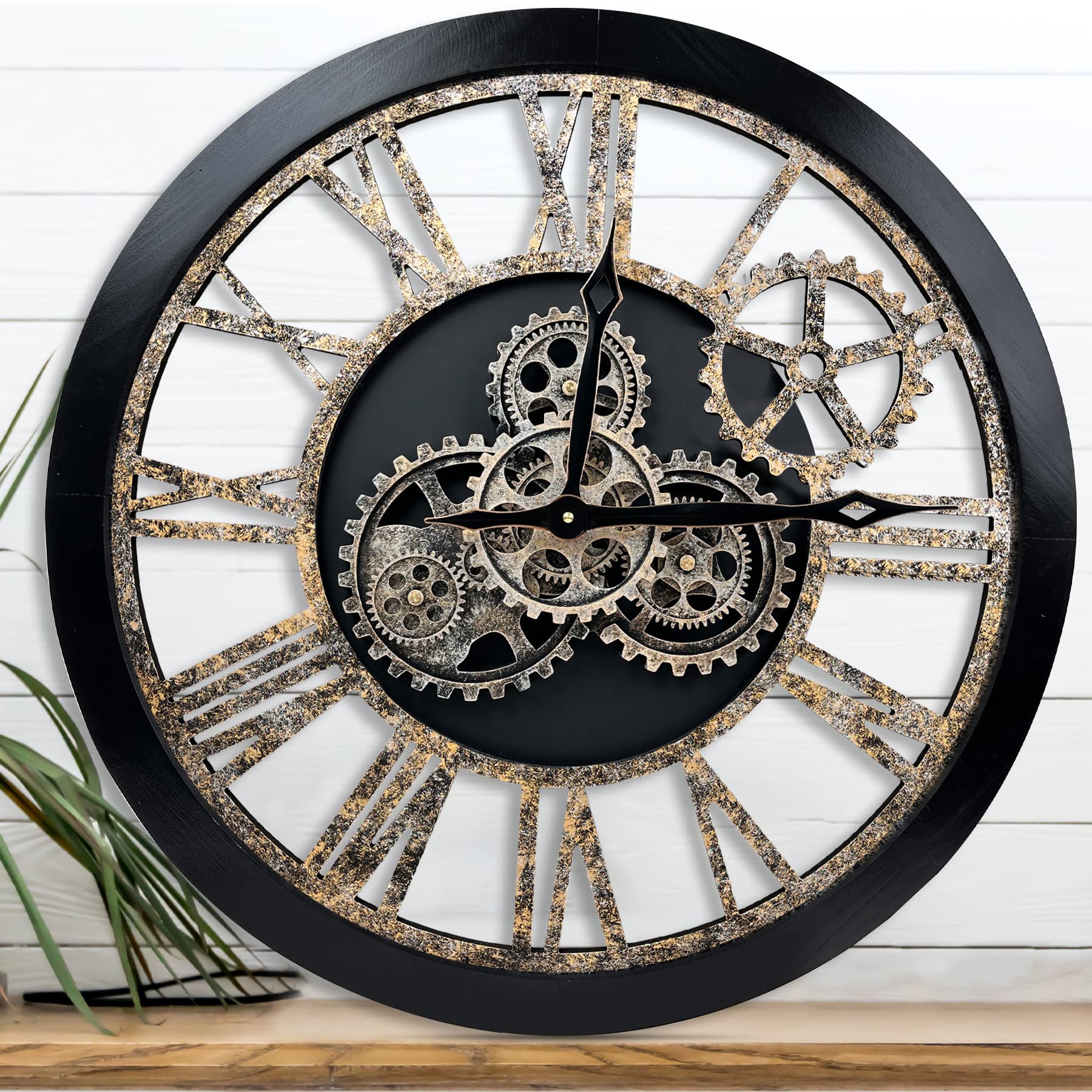 The B-Style Large 24 inch Moving Gear Wall Clock Oversized Vintage ...