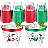 60Pcs Naughty or Nice Christmas Party Decorations Cups - 9Oz Naughty and Nice Christmas Red Green Disposable Plastic Drinking Cups for Xmas Wedding Thanksgiving Birthday Holiday Party Supplies