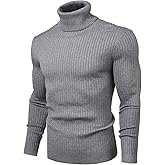 Juedoz Mens Turtleneck Sweater Slim Fit Soft Knitted Basic Pullover Sweater
