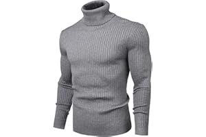 Juedoz Mens Turtleneck Sweater Slim Fit Soft Knitted Basic Pullover Sweater