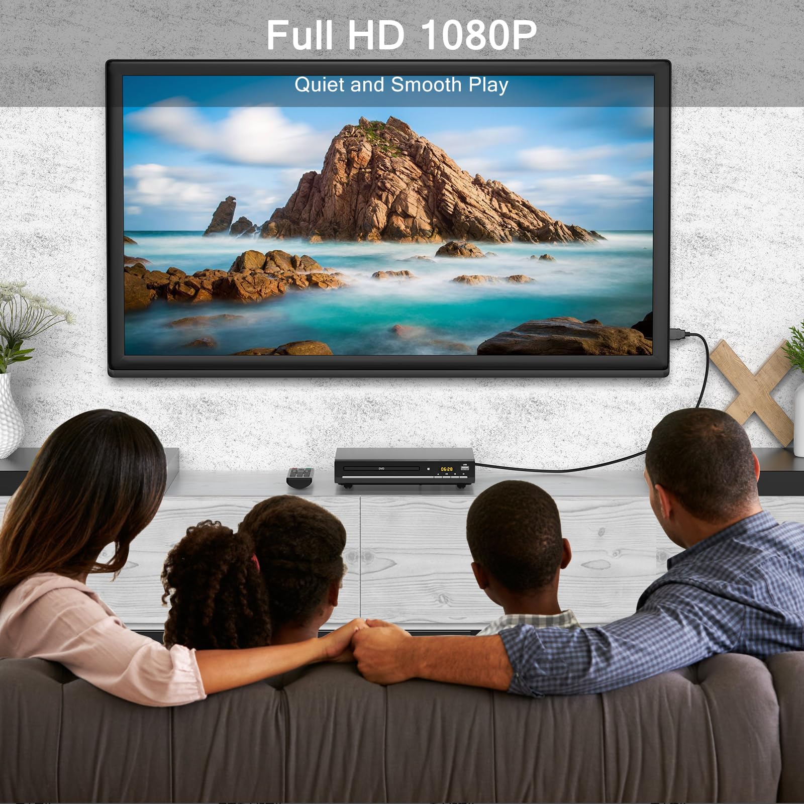 DVD Players for TV with HDMI,Plays All Regions and Formats,CD Player for Home,Support 1080P Video/CD/DVD/VCD/JPEG/USB, Remote, HDMI and RCA Cables Included (Normal Version)