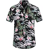JEETOO Floral Short Sleeve Shirt for Men Aloha Hawaiian Shirts Hawaii Outfits