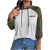 SOLY HUX Women's Plus Size Striped T Shirts Color Block Long Sleeve Hooded Tee Tops Casual Fall Clothes