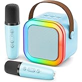 Mini Karaoke Machine for Kids, 2026 TOP Toys Birthday Gifts Ideas for Girls Ages 4, 5, 6, 7, 8, 9, 10, 12+ Years Old, Portable MP3 Player with 2 Wireless Mics for Family Home Party