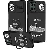 Goocrux for Moto G 5G 2026/G Play 2026,for Moto G 5G 2025 Case - Women Girls Phone Cover Cool Slide Camera Cover with Ring Stand Holder Funda for Motorola G 2025/G 2026/G Play 2026, Lying Skull