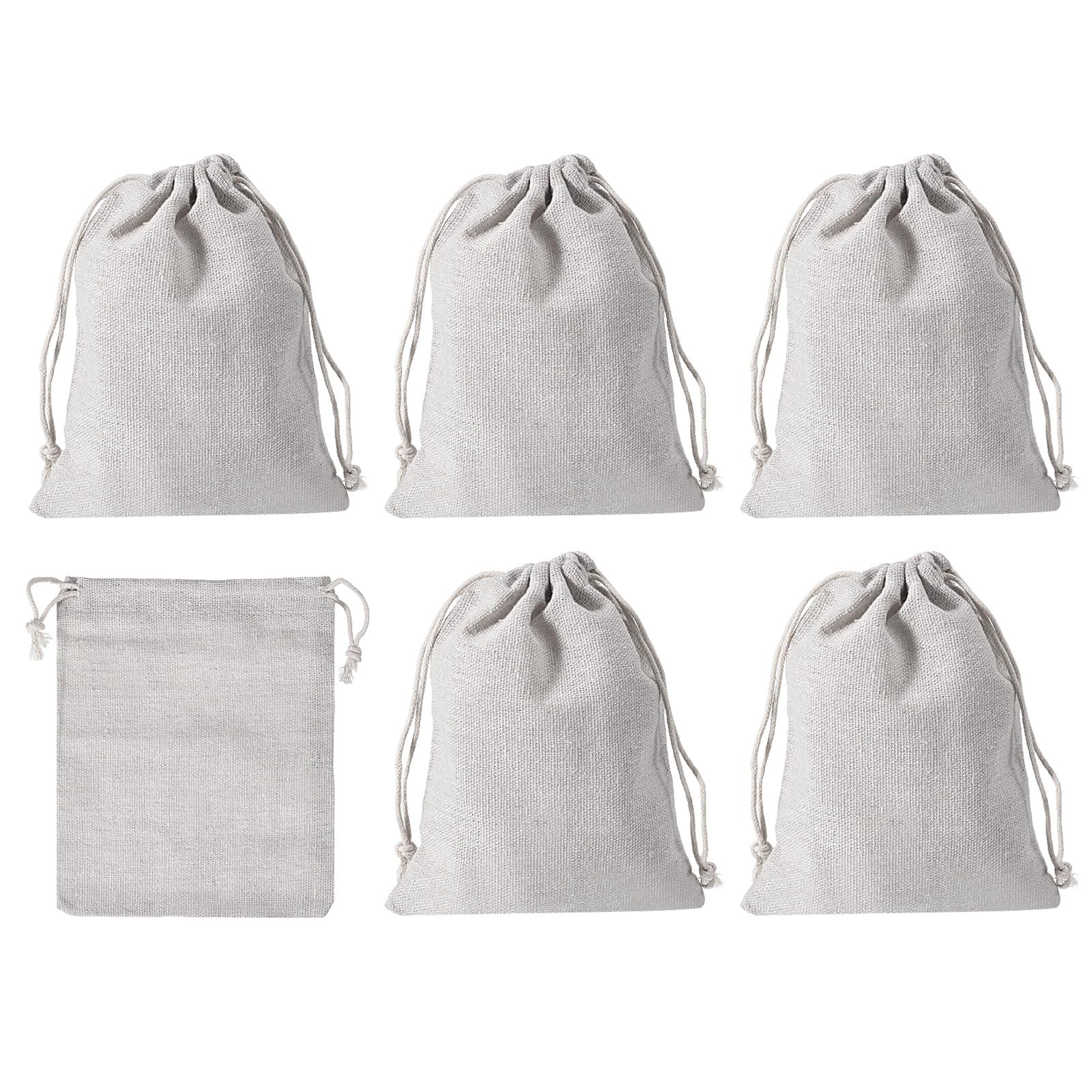 PATIKIL 6"x5" Coin Sacks Bag, 6Pcs Bank Coin Deposit Change Transit Canvas Money Bags with Drawstring Gift Sacks Style 1, White