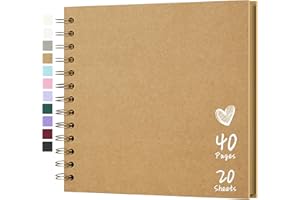 HIWHY Scrapbook 7x7 Inch DIY Scrapbook Album Hardcover Kraft Paper Scrap Book Photo Albums 40 Pages Perfect for 4x6 / 5x7 Photos Memory Book for Family, Wedding