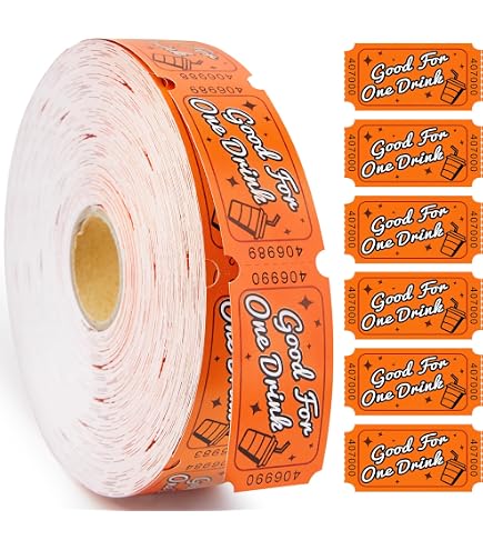 The Ticket Gurus - Roll Of 2000 Orange $1.00 Raffle Tickets, Consecutively Numbered, Perforated