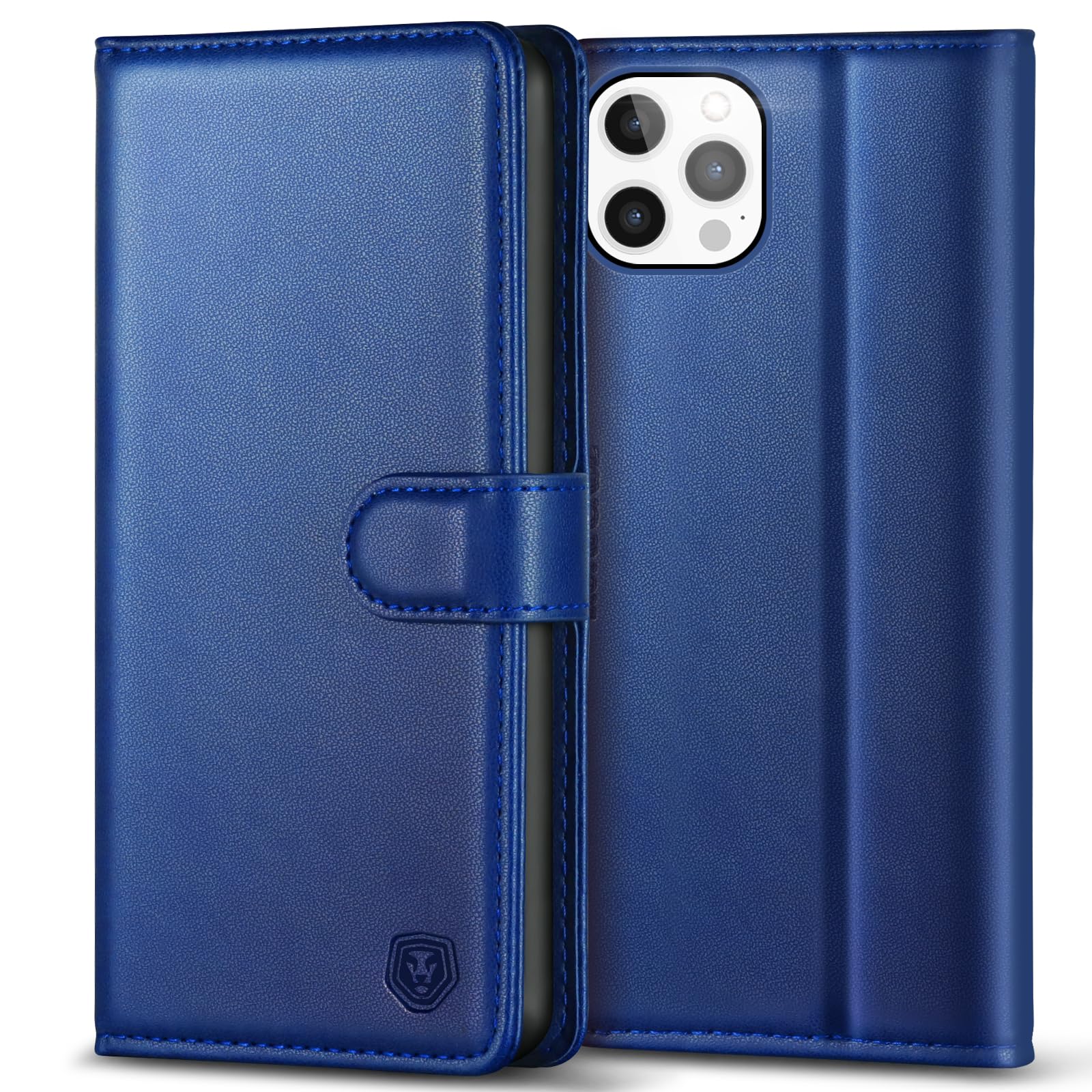 Kuafcase Compatible for iPhone 12 Pro Max Case with 4 Card Slots Magnetic Closure Kickstand Shockproof Protective Phone Case Compatible for iPhone 12 Pro Max - Royal Blue — image 1