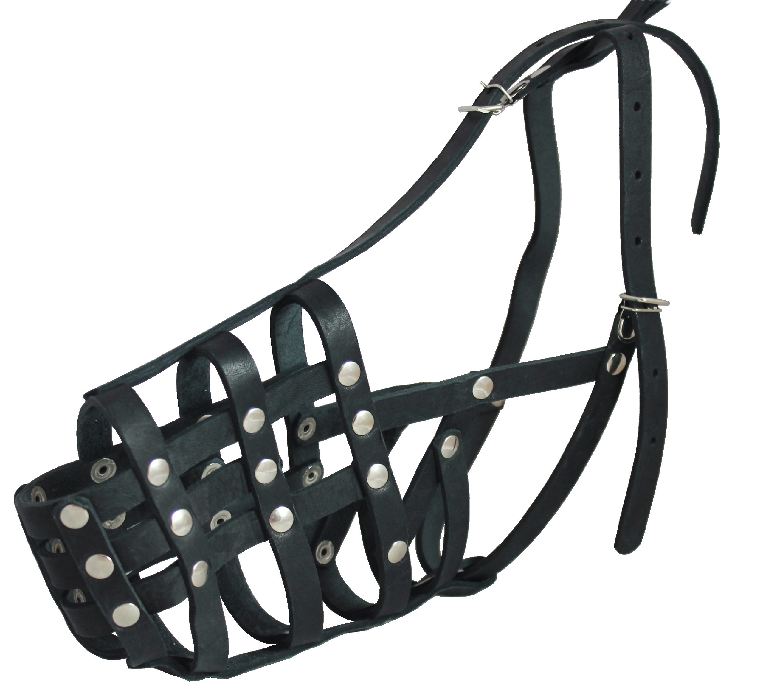 Secure Genuine Leather Mesh Dog Basket Muzzle - German Shepherd Female, Doberman, (Circumference 12", Snout Length 4.5")