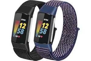 YCHDDER Nylon Bands Compatible with Fitbit Charge 5 Bands for Women Men,Soft Adjustable Straps Sport Replacement Wristband for Fitbit Charge 5