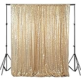 ShinyBeauty PHOTOBOOTH Backdrop - 4FTx7FT - Light Gold Sequin Fabric, Wedding & Rust Backdrop, Photography Curtains
