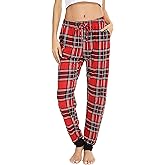 Vlazom Women Plaid Pajama Pants Comfy Lounge Pants Sleep Pj Bottoms Jogger Trousers with Pockets Drawstring