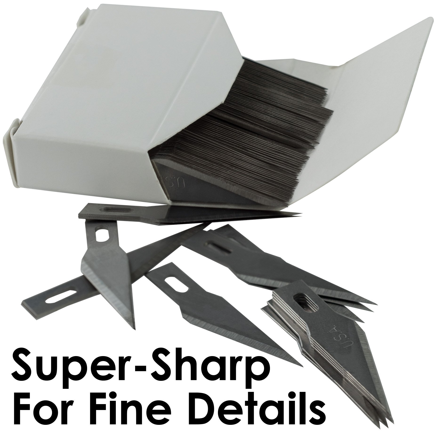 Premium USAMade Steel Hobby Knife Blades Mega Bulk 100 Pack. Save Time