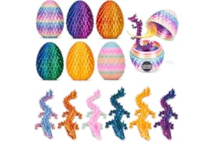 TBOLINE 6 Pack 3D Printed Dragon Eggs, Surprise Egg with Flexible Articulated Dragon Inside, Cool Animals Fidget Toy for Boys Girls Kids Age 4-6 5-7 8-12, Christmas Birthday Gift (6pack-A)