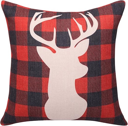 Amazon Com Breezylife Buffalo Plaid Throw Pillow Covers Deer