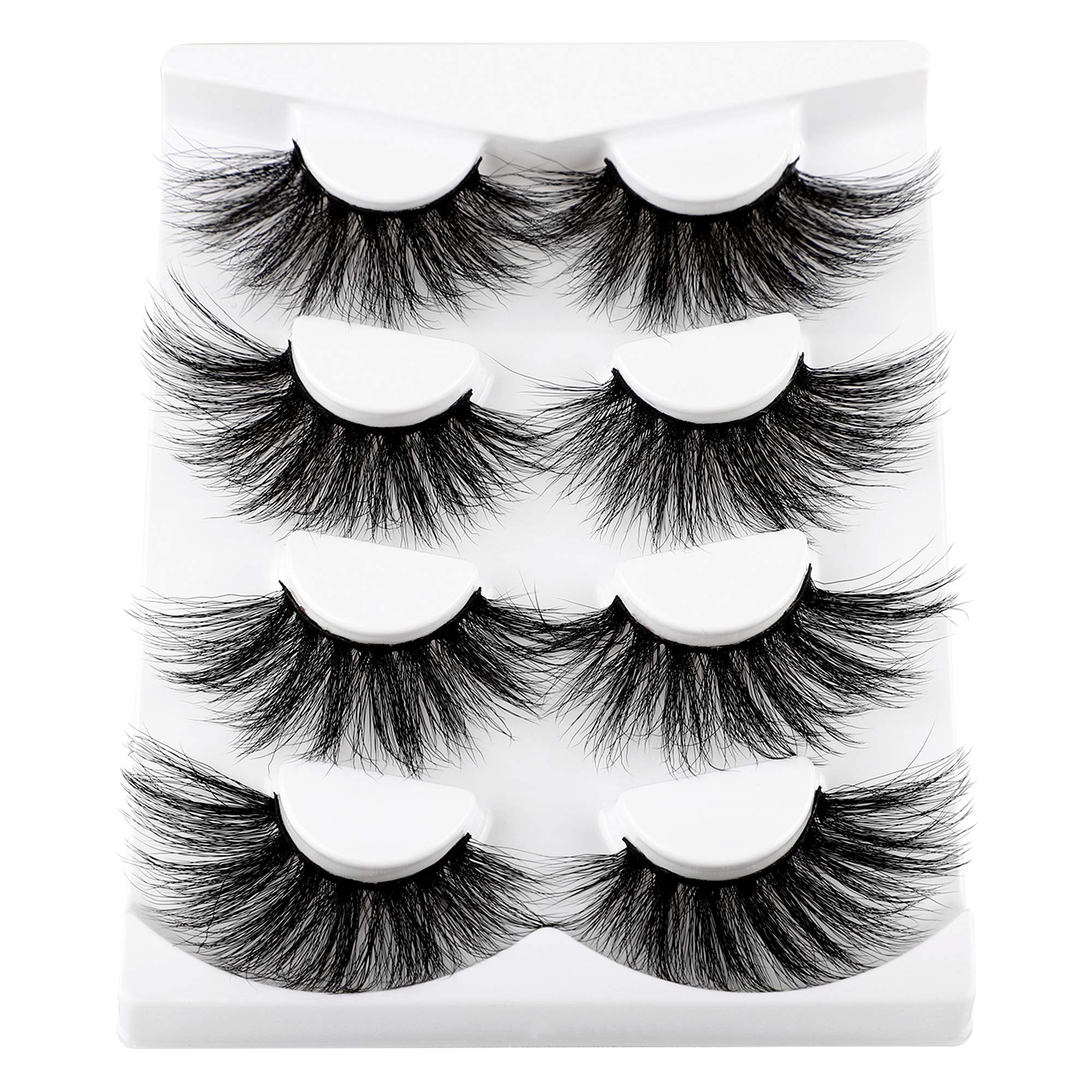 Photo 1 of wiwoseo 25MM Lashes False Eyelashes Long Dramatic Fake Eye Lashes Thick Cross Fluffy Volume 4 Pairs Pack