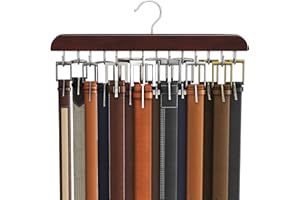 Resovo Belt Hanger for Closet Max 42 Belts, Belt Organizer Closet Accessories with 14 Hooks Belt Rack Sturdy Wood for Closet 