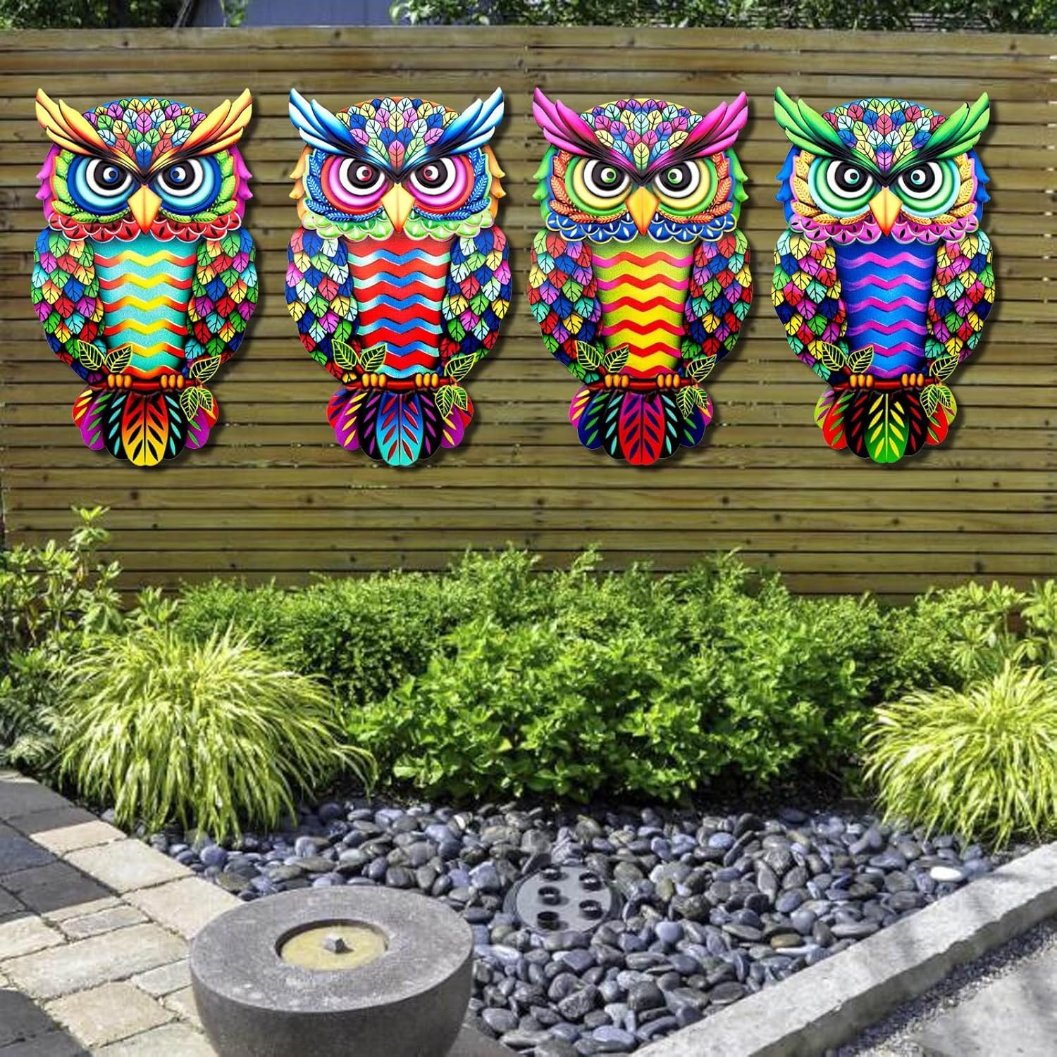 Plaques & Wall Art - Owl Metal Wall Art Outdoor Indoor,  3D Wall Art Patio Fence Decorations Metal Yard Art Hanging Garden Owl Decor for Outside, House, Porch, Balcony, Living Room(KIAR22)