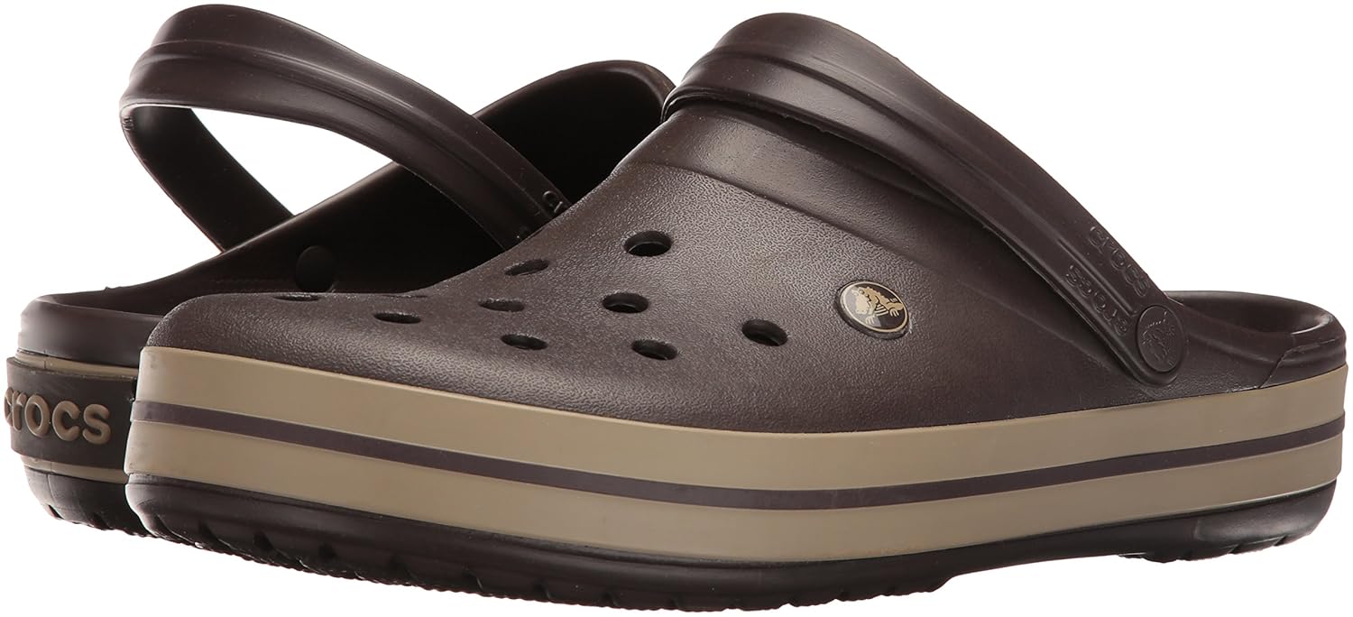crocs unisex brown crocband clogs & mules