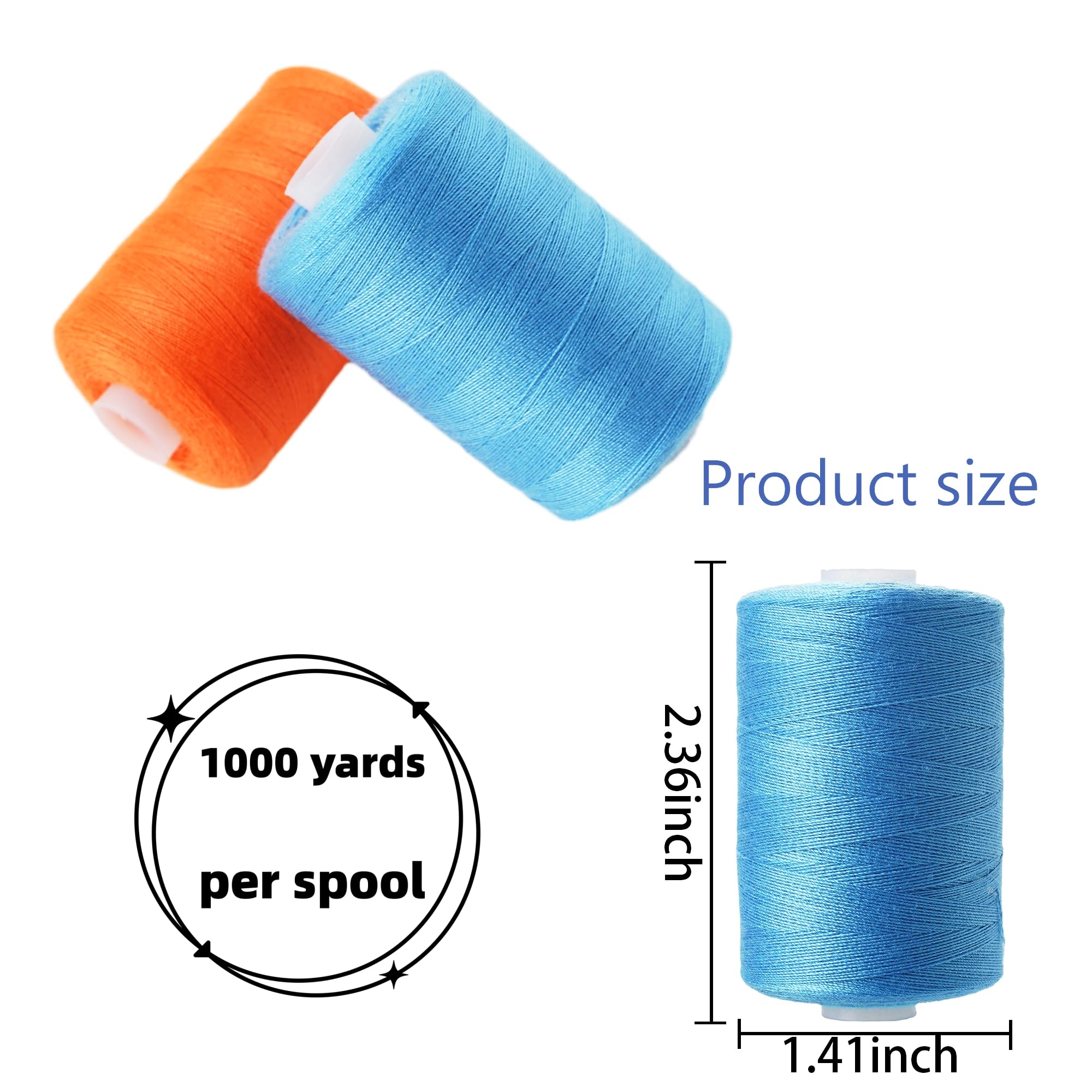 Sewing Thread Kit 20 Colors Polyester Sewing Thread Set 1000 Yards Per Spool Black & White for Sewing Machine, Hand Stitching and Quilting Use