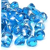 vchin Fire Glass for Propane Firepit, Fireplace and Outdoor Decorative, Caribbean Blue Fire Pit Rocks 10LB, 1 Inch Diamond High Luster Glass Beads