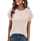 ANRABESS Women Shirts Summer Sweaters Regular Fit Short Sleeve Tunic Tops 2026 Dressy Casual Business Blouses
