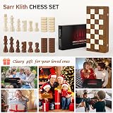 Sarr Klith 2IN1 Magnetic Chess & Checkers Set - 16" Wooden Foldable Travel Board view 7