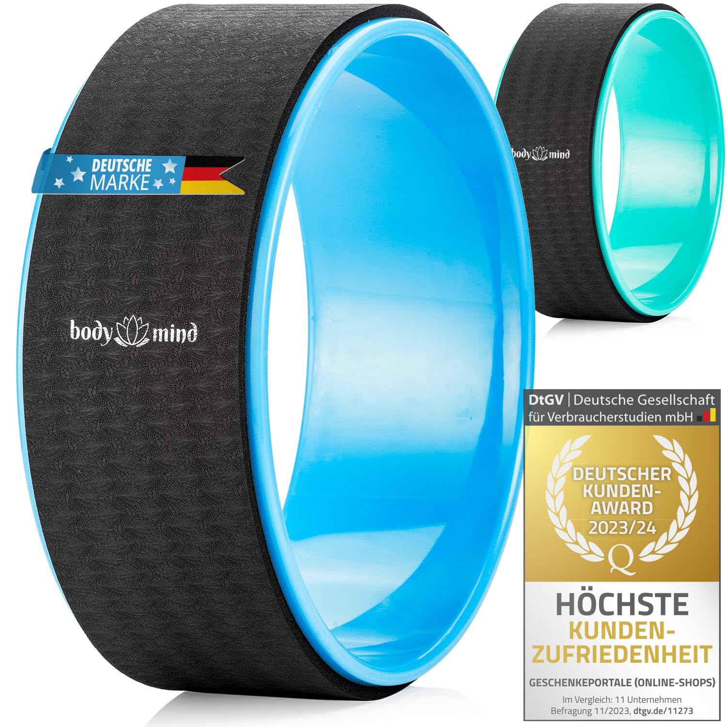 Yoga Wheel Fitness Dharmarad for Asanas and Back Stretching; Yoga Roller for Stretching (Blue)