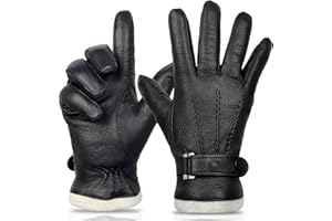 SURAWIL Mens Leather Gloves Dress Leather Gloves Cashmere Lined Mens Driving Gloves Touchscreen M51CA-T