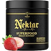 Ambrosia Nektar - Superfood Powder | Daily Organ Support Supplement | Greens Powder Alternative | 13 Superfoods for Energy, Digestion, Skin Health & Immune Support | 30 Servings | Strawberry Lychee