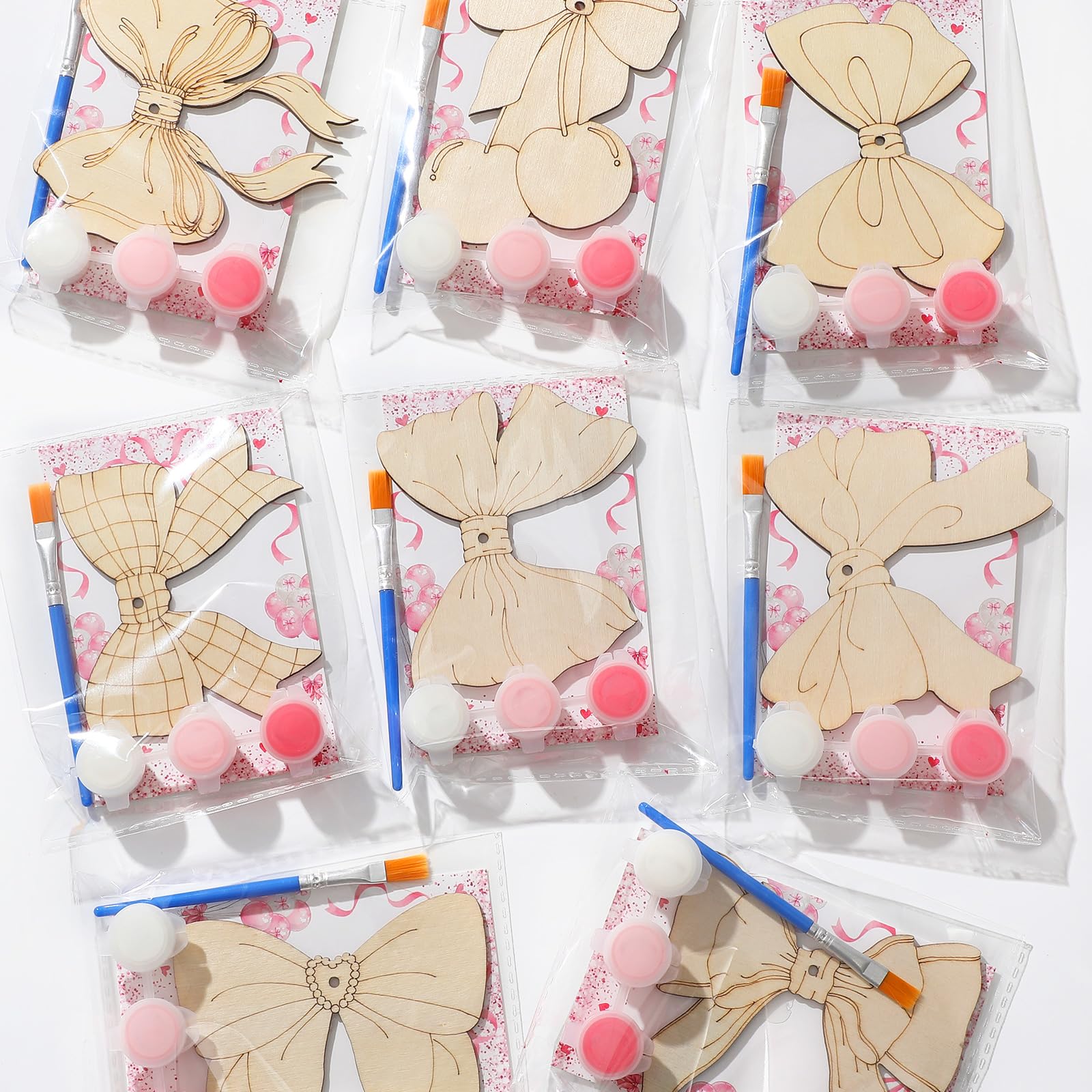 Photo 1 of ***MISSING PIECES***Saypacck 24 Pcs Pink Bow Party Favors Wooden Craft Kits Pink Bow Painting Craft Wooden Art Coquette Bowknot Party Favor with Organza Bag for Birthday Goodie Bags Fillers Gifts***MISSING PIECES***