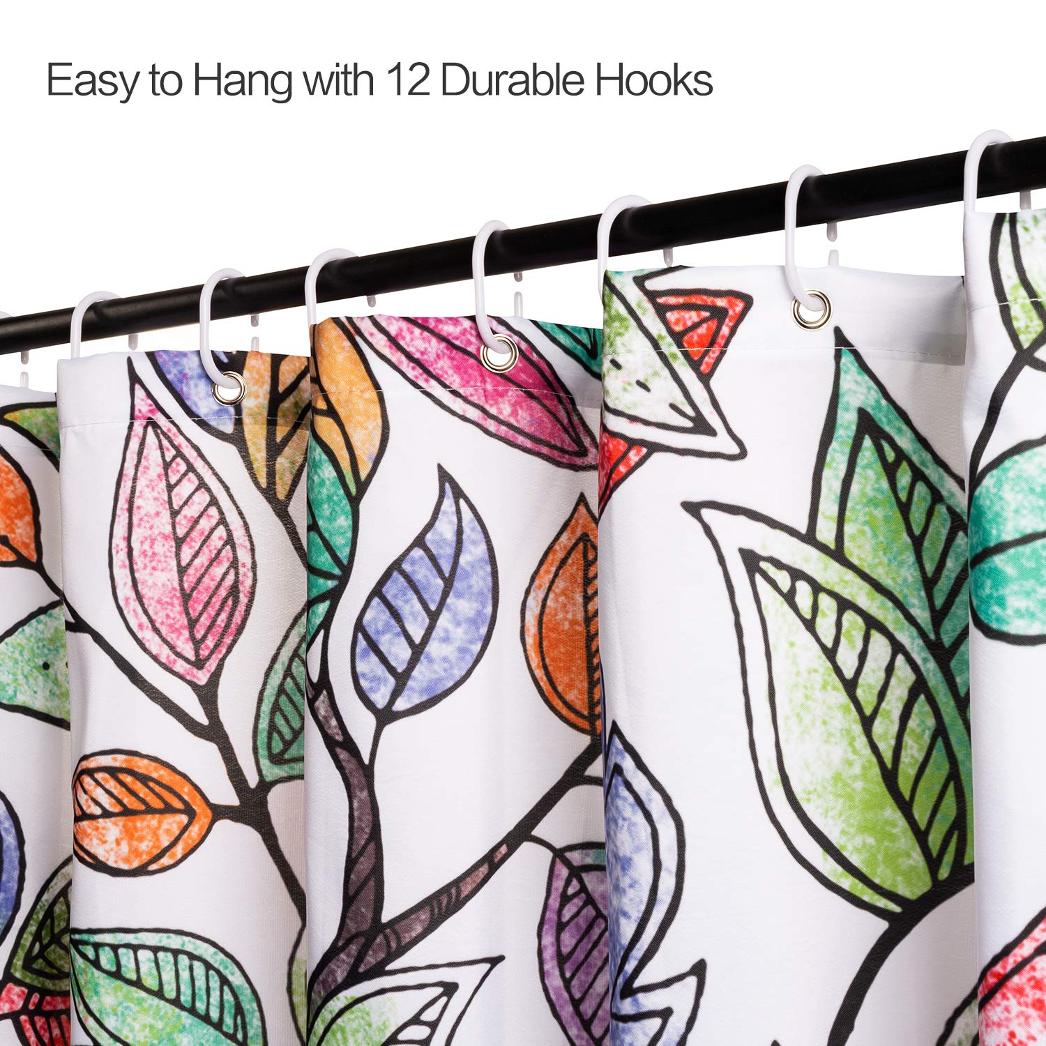 joyfeelife Fabric Shower Curtain Set Waterproof Bath Curtain for Bathroom Showers Bathtubs Home Decor with 12 Hooks, 71x71 Inch